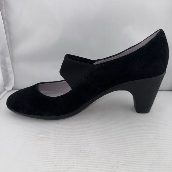 Johnston & Murphy Denise Mary Jane Black Suede Heels Size 10 Medium Comfort Work - Picture 5 of 14